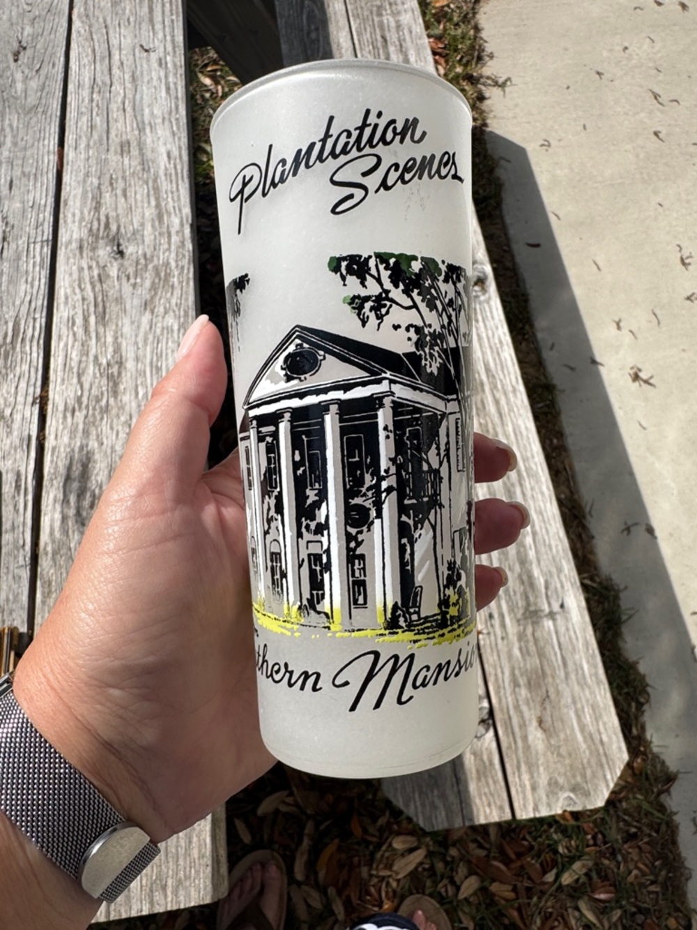 MCM frosted Plantation glass Tumbler Vintage
